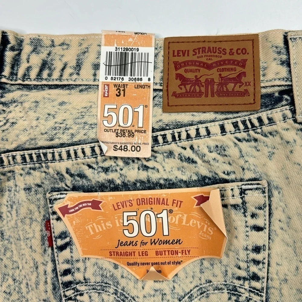 Levi's 501 Straight Button Fly Acid Was Shorts Size 31 NWT